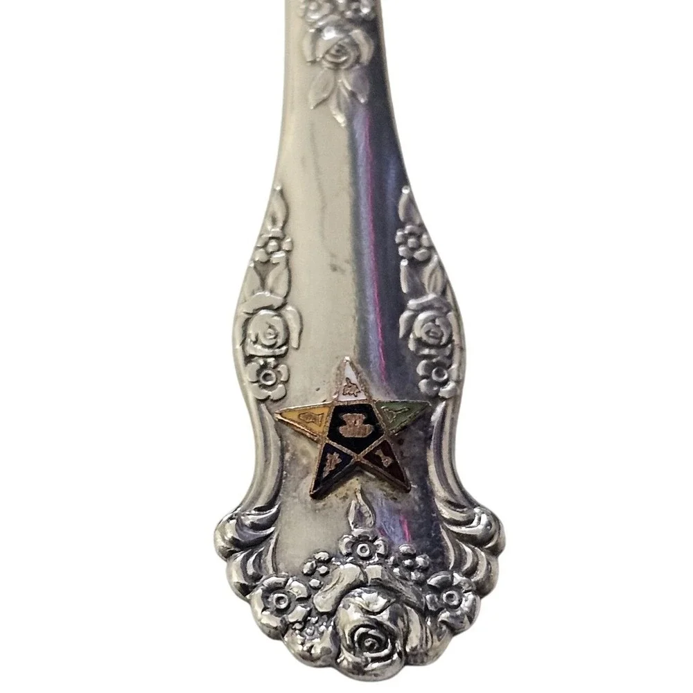 Vintage WM A. Rogers Silverplate‎ OES Serving Spoons Set of 2 Masonic Flatware